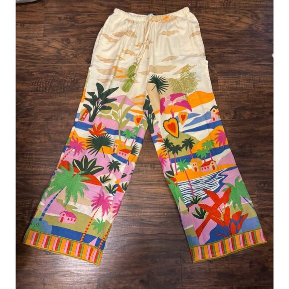 True Destinations Palazzo pants Tropical NWT Sz:L - Picture 1 of 7